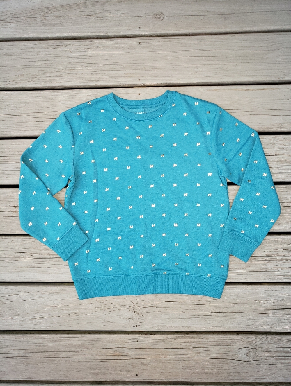 Cat & Jack Gold Foil Bow Print Sweatshirt Size XL -14